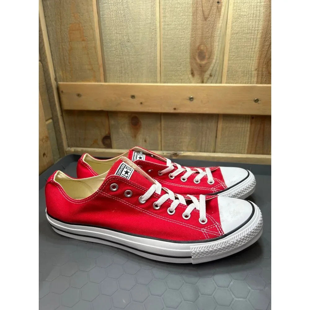 Converse Chuck Taylor Low Top Sneakers Red Mens 13 Womens 15